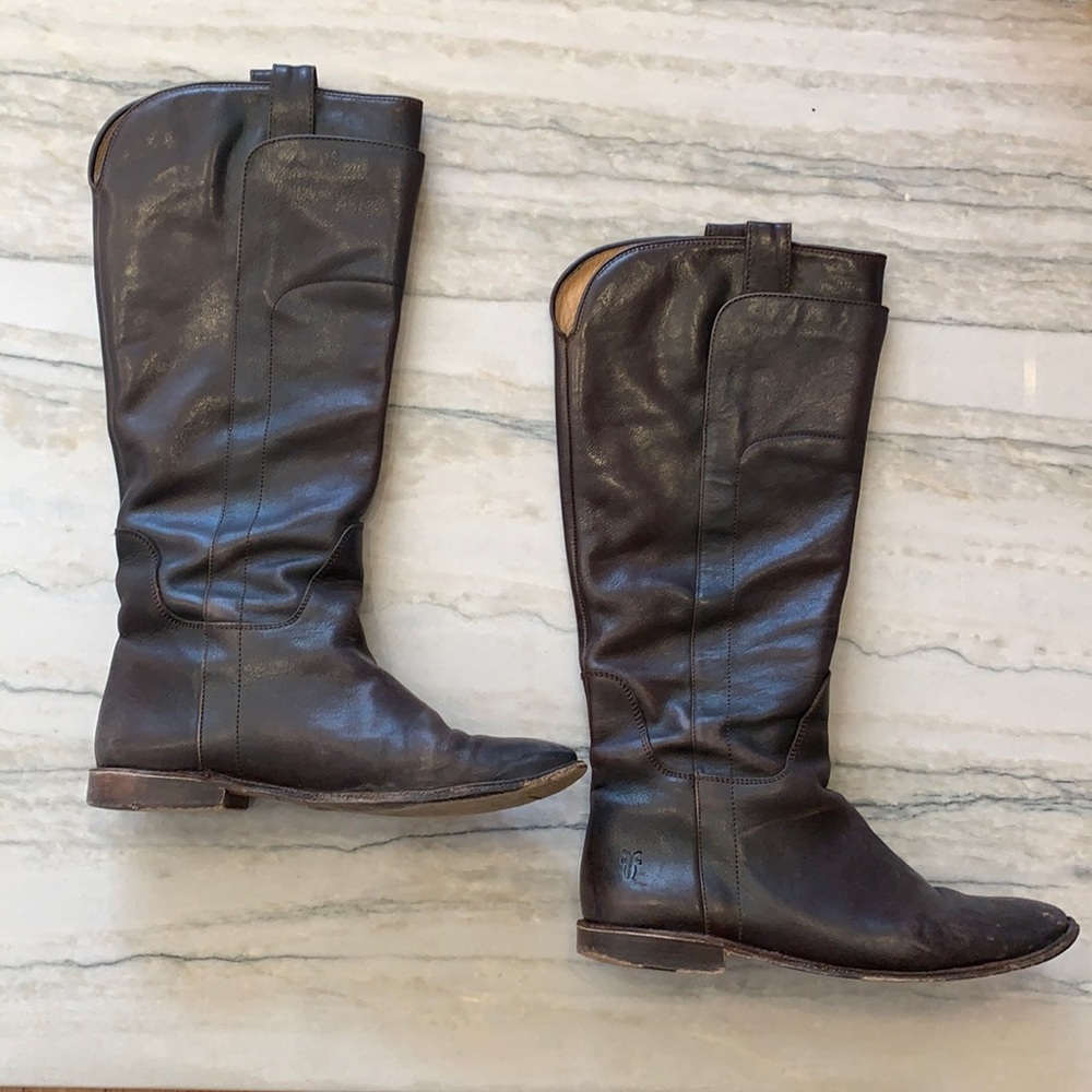 Frye Paige Tall Riding Boot, Dark Brown, Size 9.5 Width B
